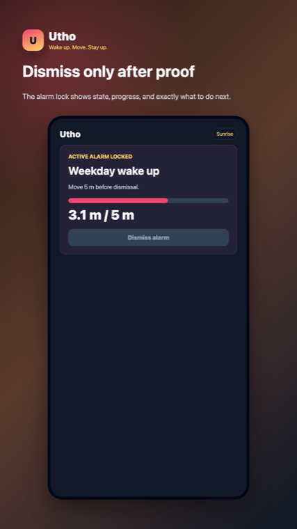 Utho Sunrise theme active alarm lock screen